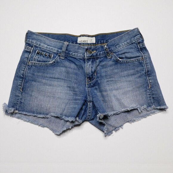 Old Navy Womens Jean Shorts Size 2 Mini Short Booty Mid Rise Metal Stud Cut Offs - Picture 1 of 5